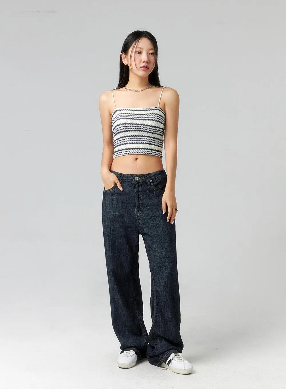 Stripe Cropped Knit Top CL320