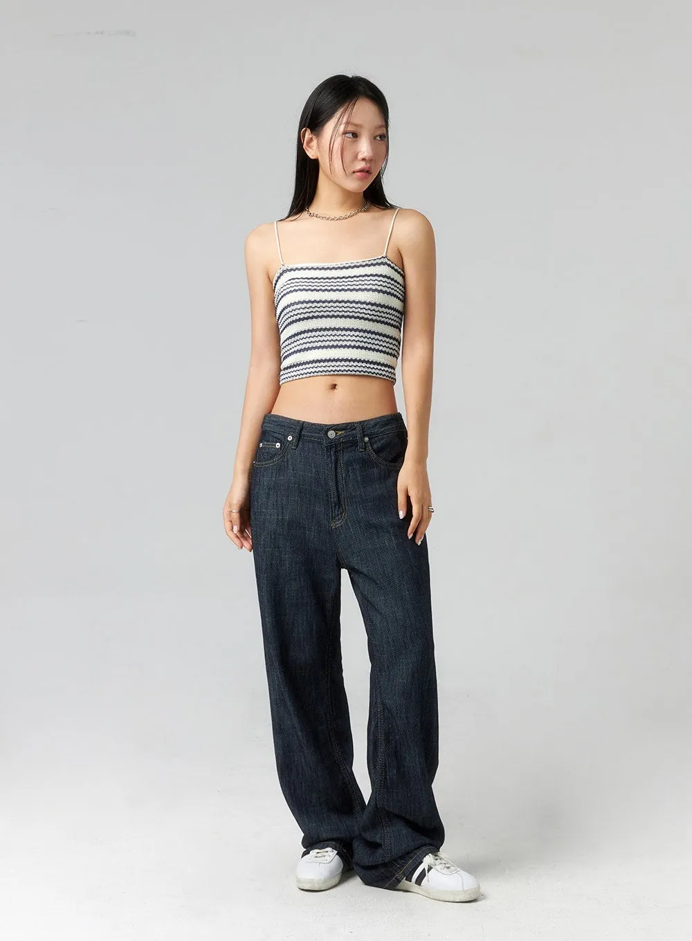 Stripe Cropped Knit Top CL320