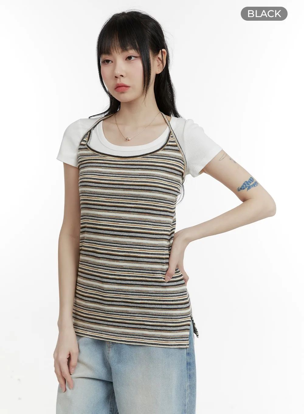 Striped Bowknot Cami Top CA401