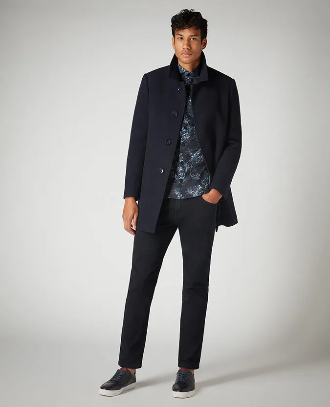 Tapered Fit Wool-Mix Overcoat