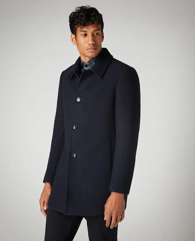 Tapered Fit Wool-Mix Overcoat