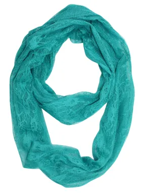 Teal Blue Elegant Lace Light Ring Infinity Scarf