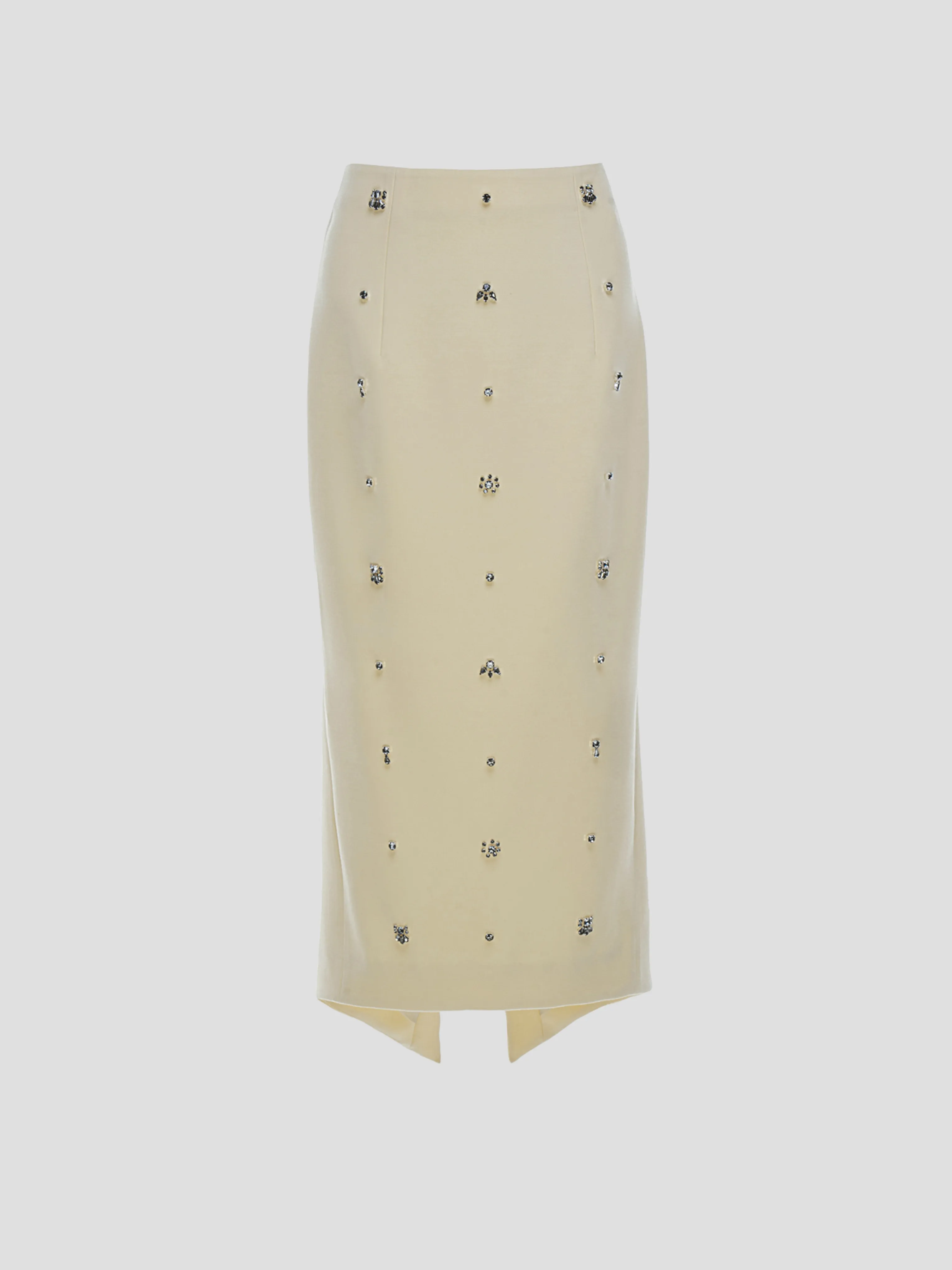 Thalia Gem-Embellished Midi Skirt in Yellow