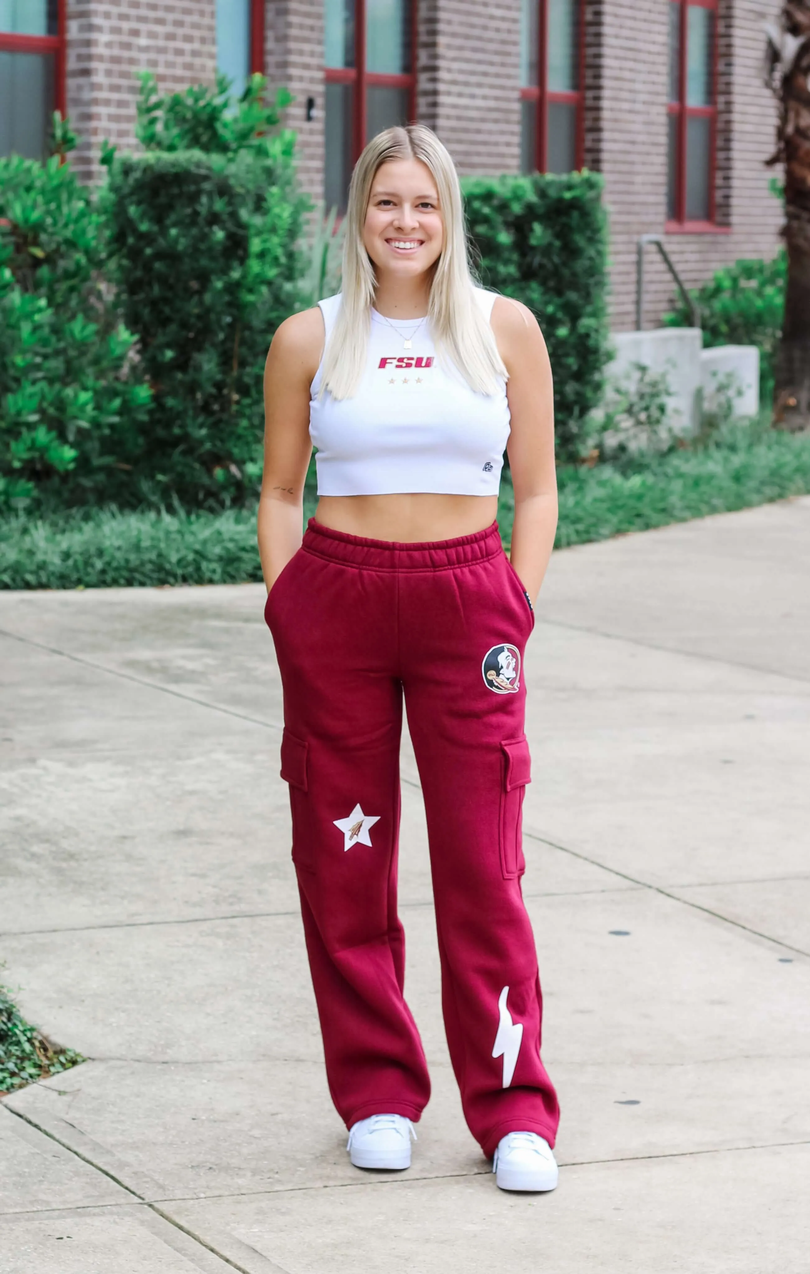 The FSU Embroidered Cut-Off Tank (White)