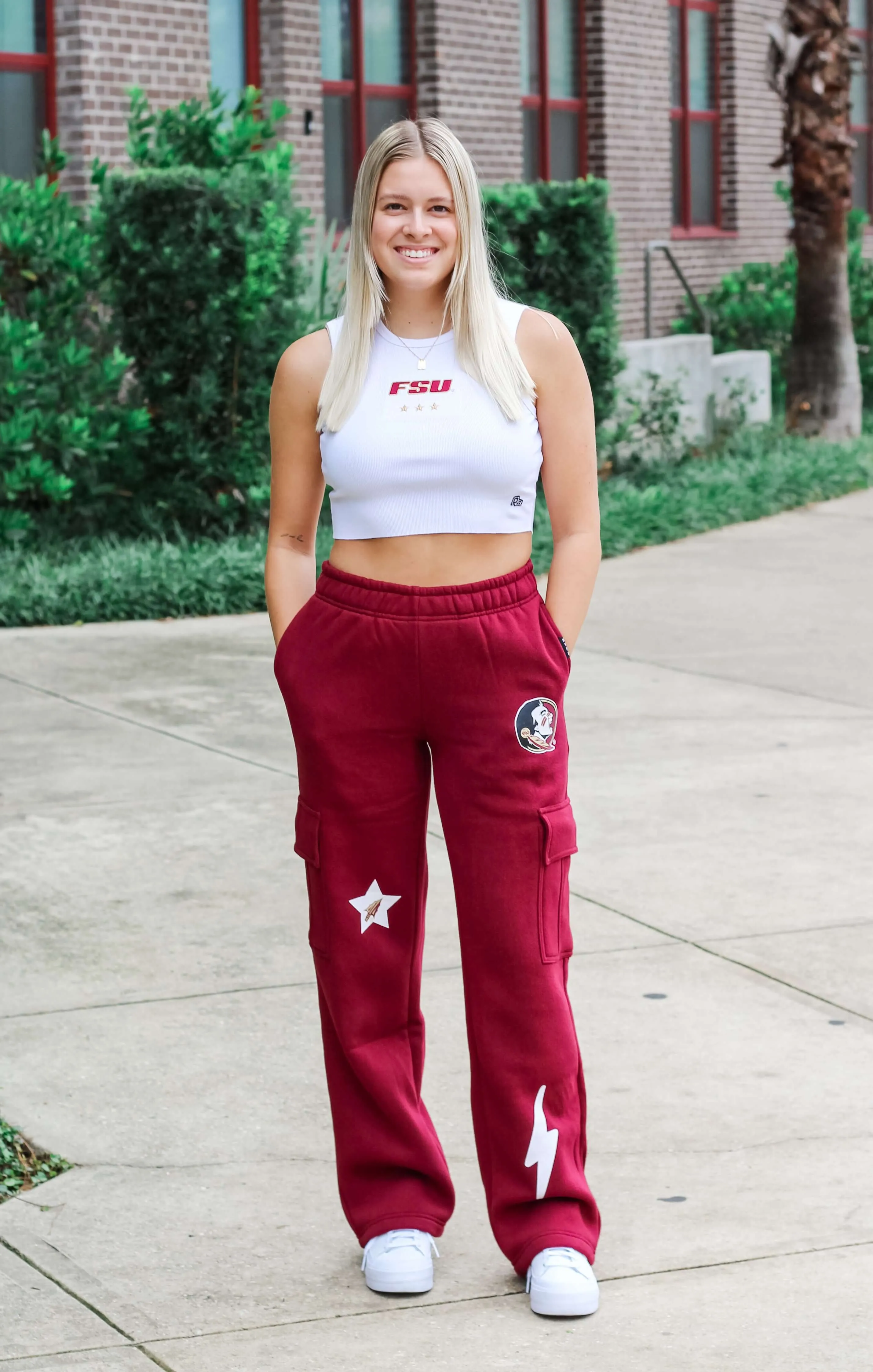 The FSU Embroidered Cut-Off Tank (White)