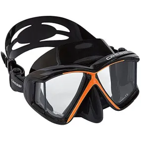 Used Cressi Panoramic 4 Window Dive Mask-Black/Orange