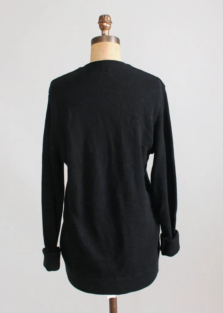 Vintage 1970s Black Slouch Boyfriend Cardigan