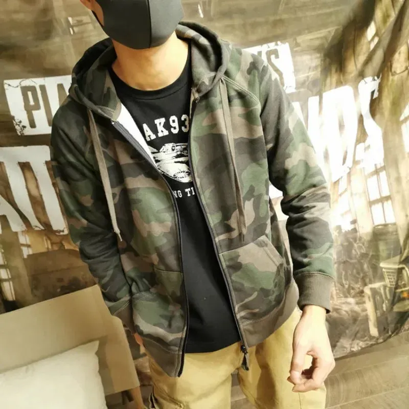 Wiaofellas  -  Overfit Autumn Male Hoodie Camouflage High Quality Korean Style Aesthetic New In Designer Y2k Vintage Men's Hooded Sweatshirt