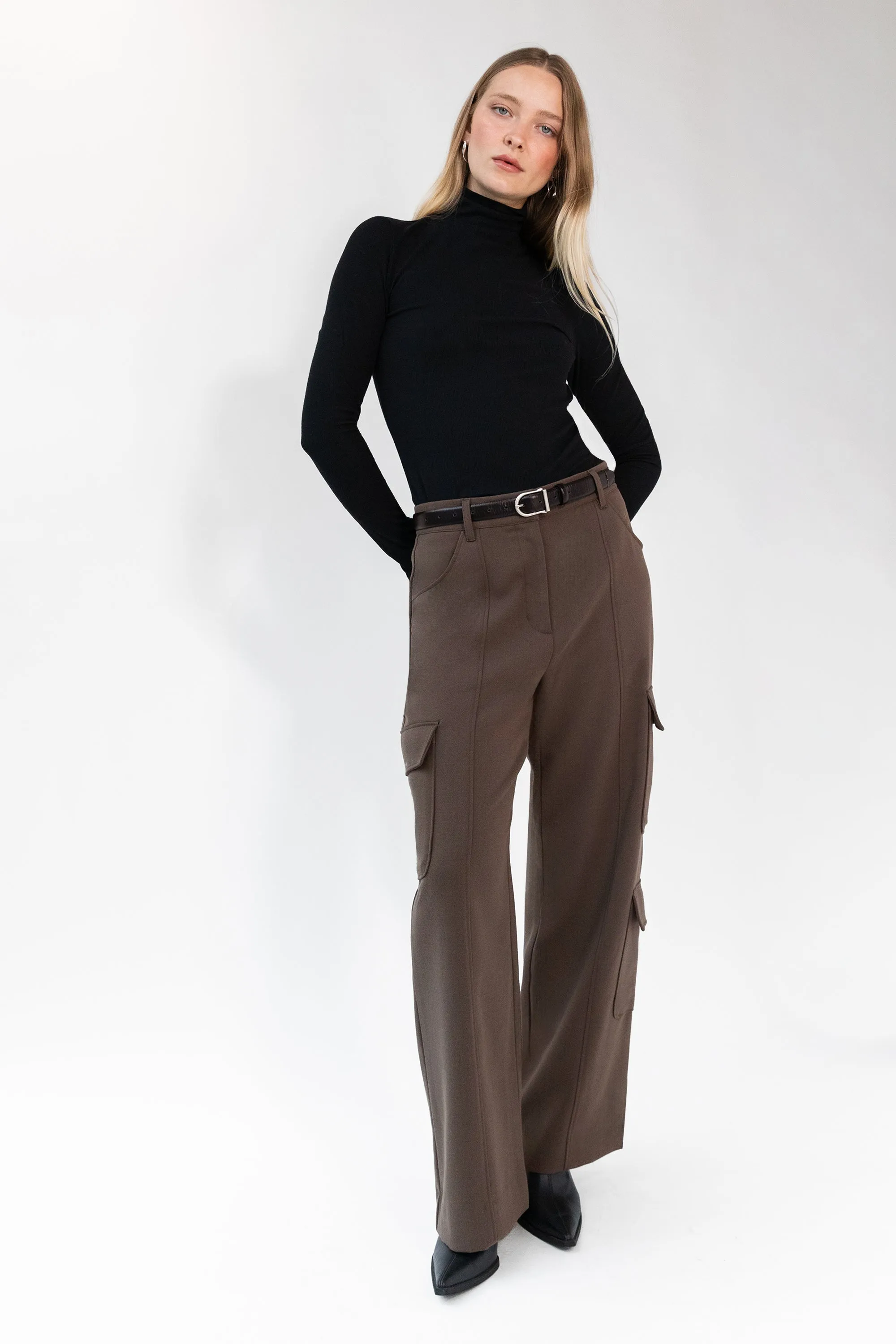 WIDE LEG CARGO SUITING PANT