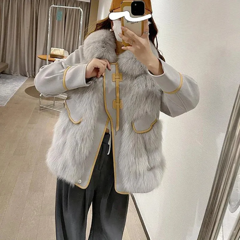 Winter Suede Ladies Faux Fur Coat - Belted Fur Coat