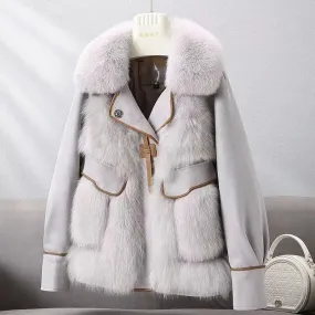 Winter Suede Ladies Faux Fur Coat - Belted Fur Coat