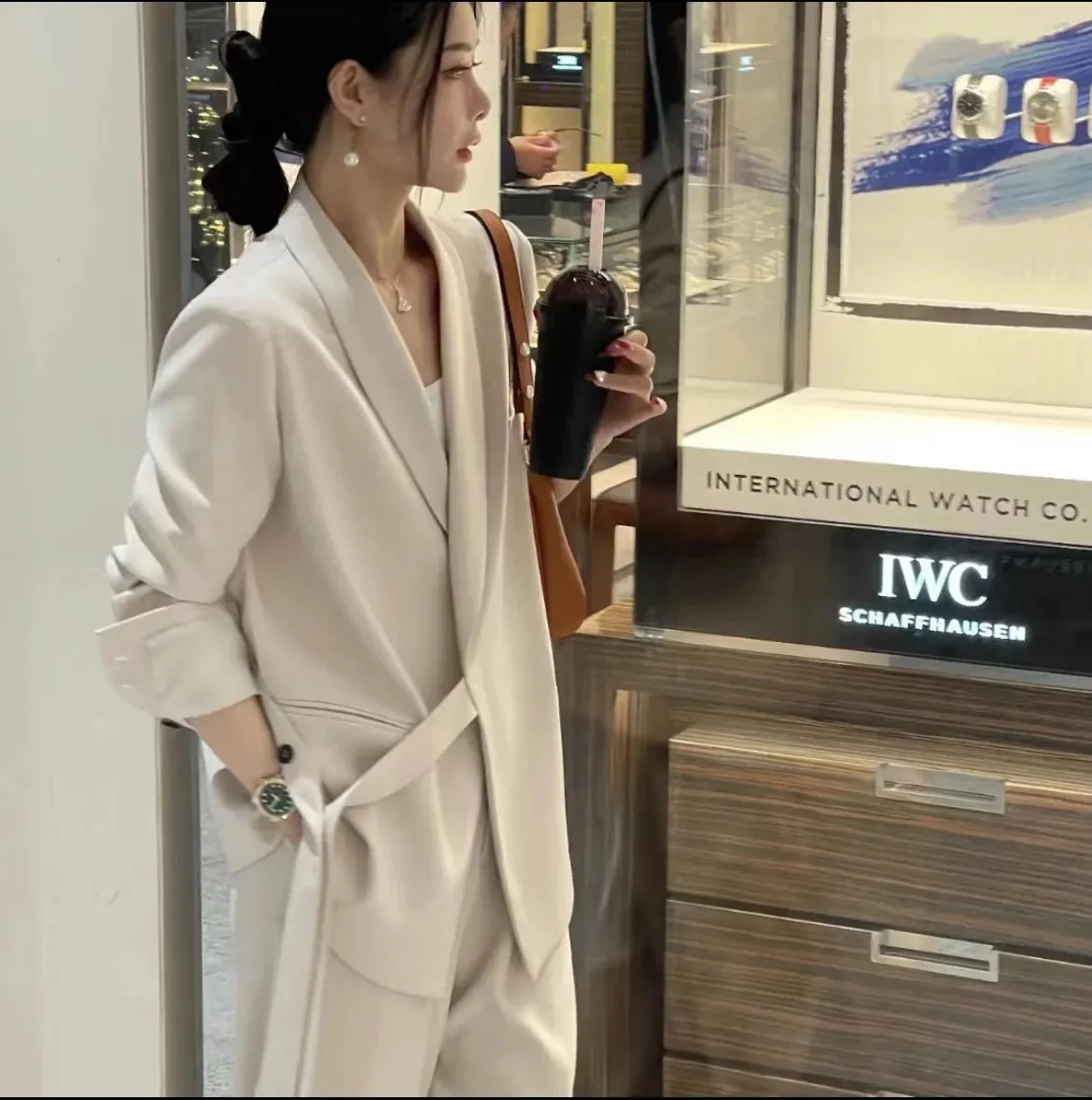 Women Suits Office Sets Pockets Coat Wide Leg Pants New Spring Autumn Office Wear Women Fashion Elegance Lady Blazer Sets