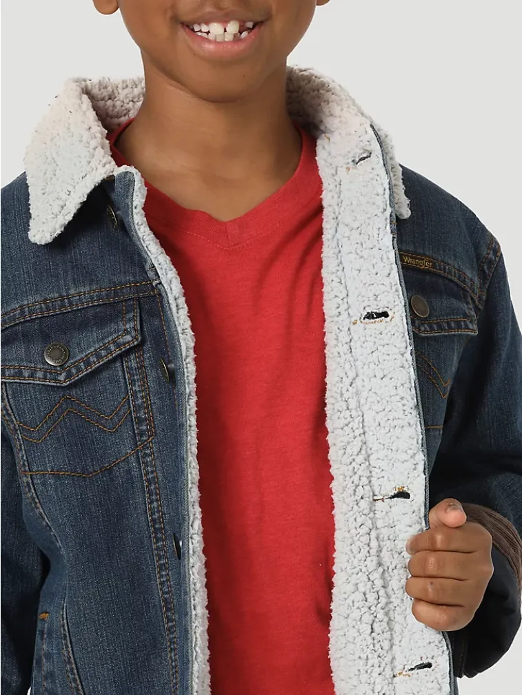 Wrangler Kids Western Styled Sherpa Lined Denim Jacket Rustic Style 84256