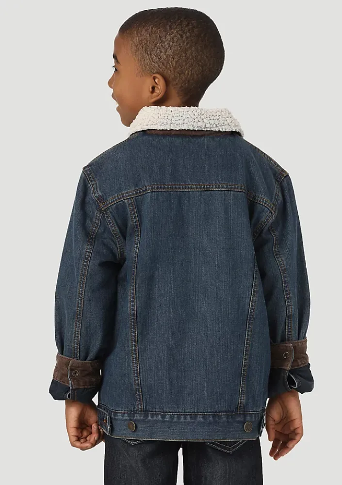 Wrangler Kids Western Styled Sherpa Lined Denim Jacket Rustic Style 84256