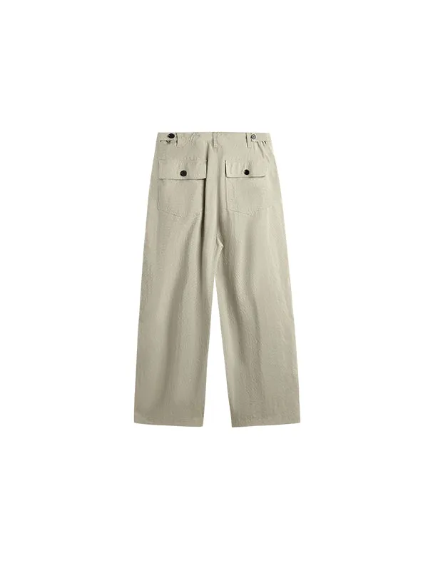 Wrinkled Baggy Pants in Khaki Color