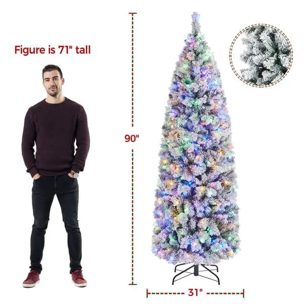 Yaheetech Pre-lit Snow Flocked Christmas Tree